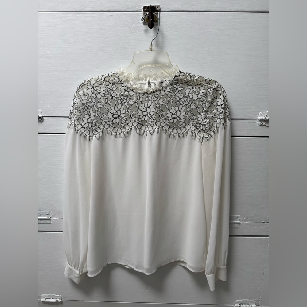 Karl Lagerfeld long sleeved white blouse with lace.